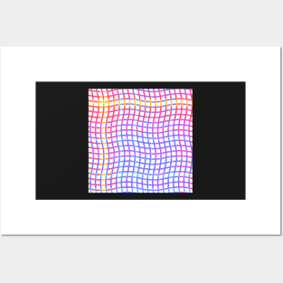 Wavy Plaid Rainbow on White Repeat 5748 Posters and Art